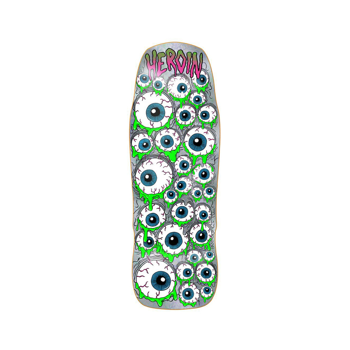 Heroin Skateboards Holo Mutant Eyeballer 10.25 x 30.875 Deck w/ Pepper Grip