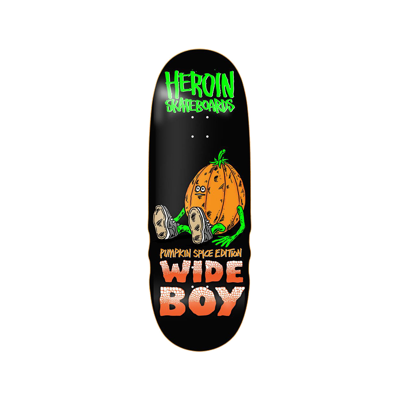 Heroin Skateboards Pumpkin Spice Wide Boy 10.75 x 32.25 Deck w/ Pepper Grip