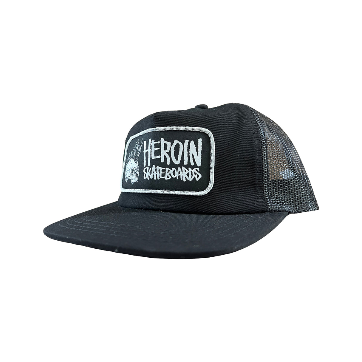 Heroin Punk Skull Trucker Snapback Hat