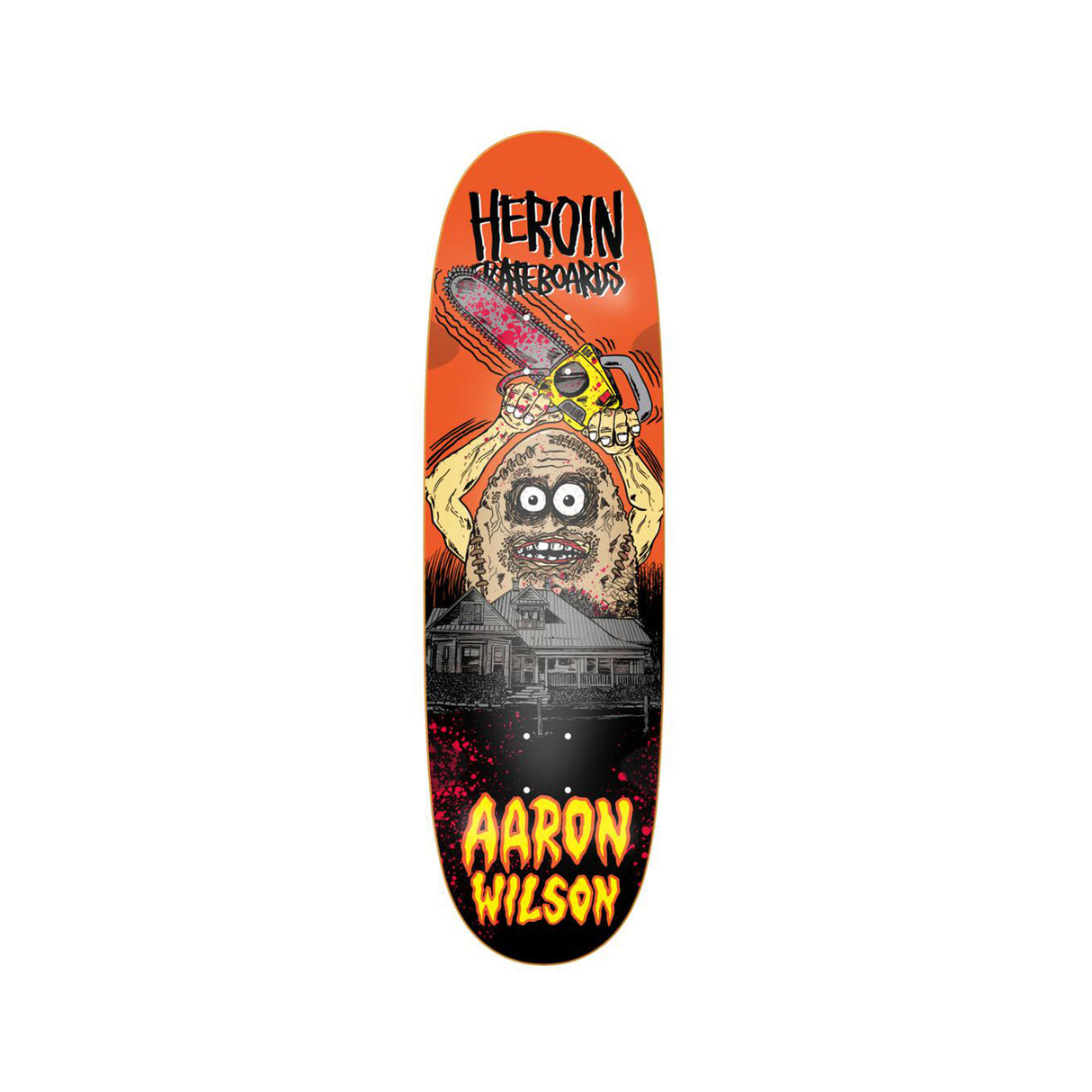 Heroin Skateboards AW Teggxas Chain Egg SYM 9.125 x 32 Deck w/ Pepper Grip