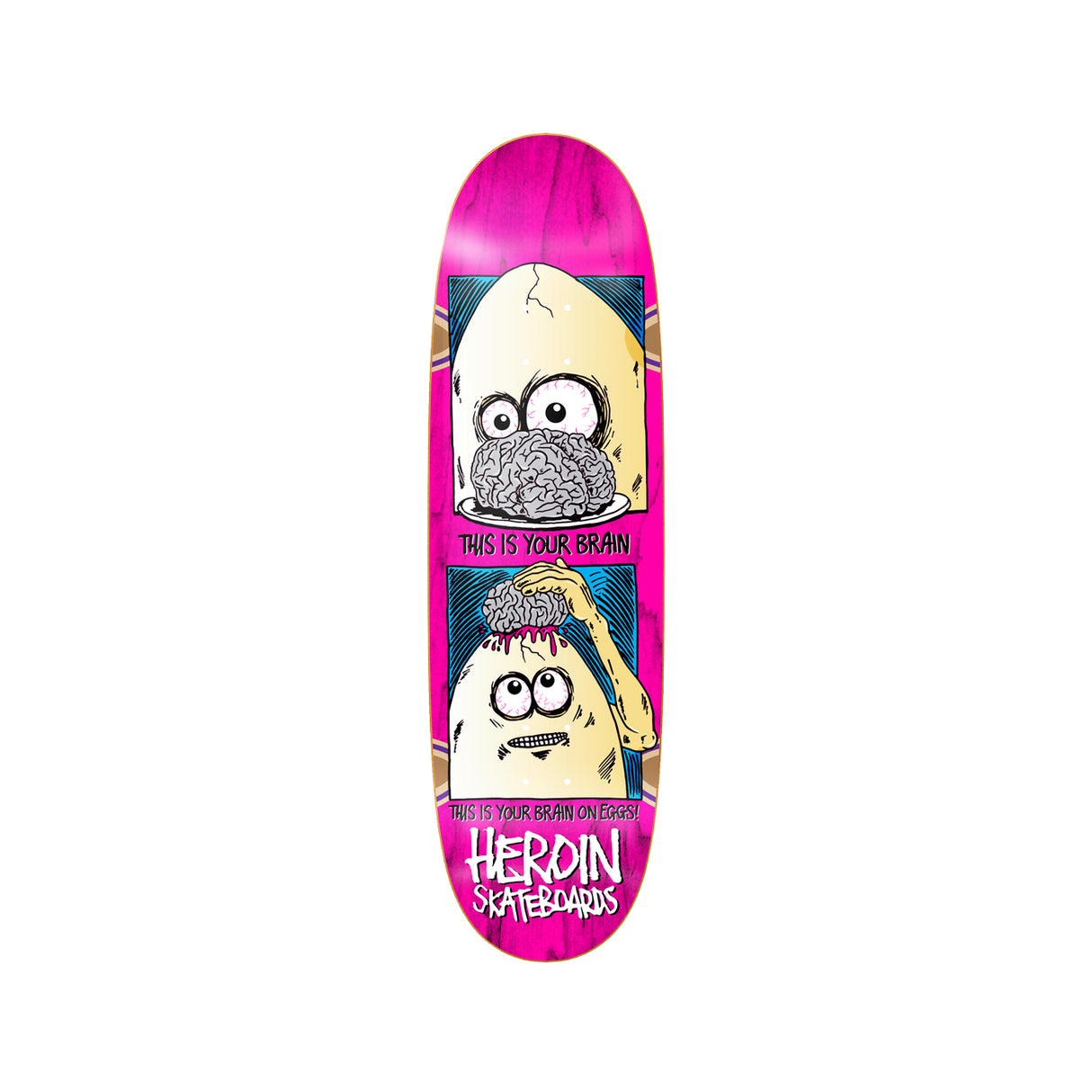 Heroin Skateboards Brain On Eggs 9.5 x 32 Deck w/ Pepper Grip