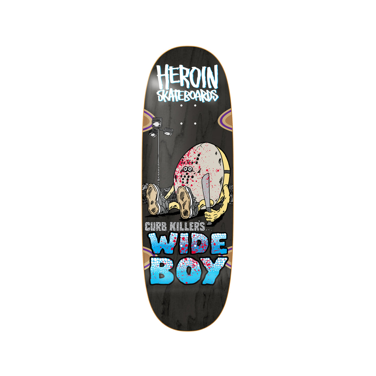 Heroin Skateboards Curb Killer Wide Boy 10.75 x 32.4 Deck w/ Pepper Grip