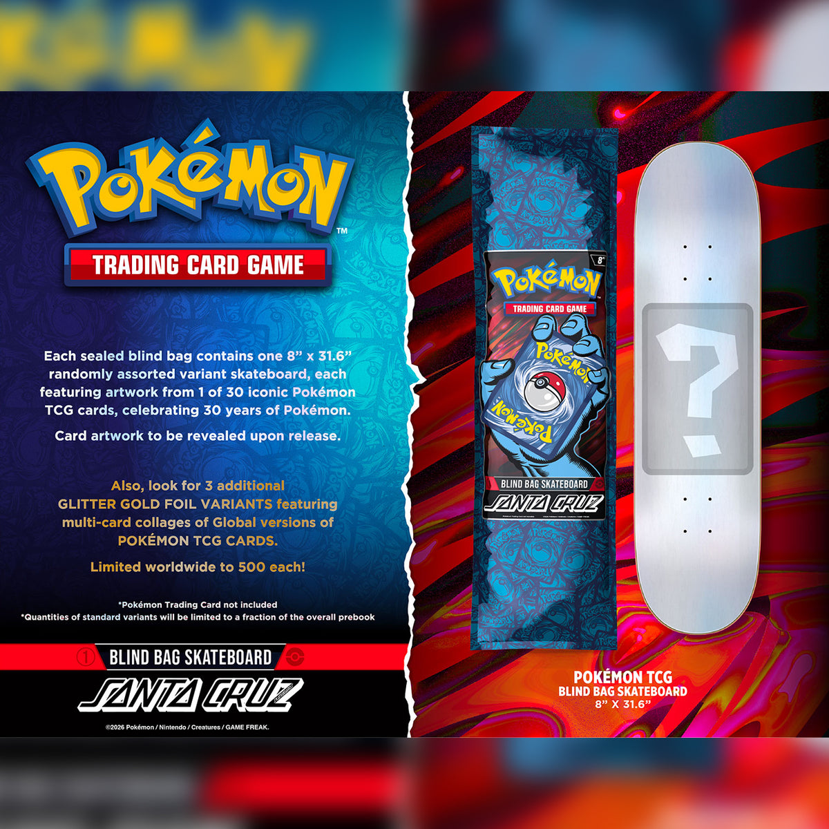 Santa Cruz x Pokémon 8 x 31.6 Blind Bag Deck