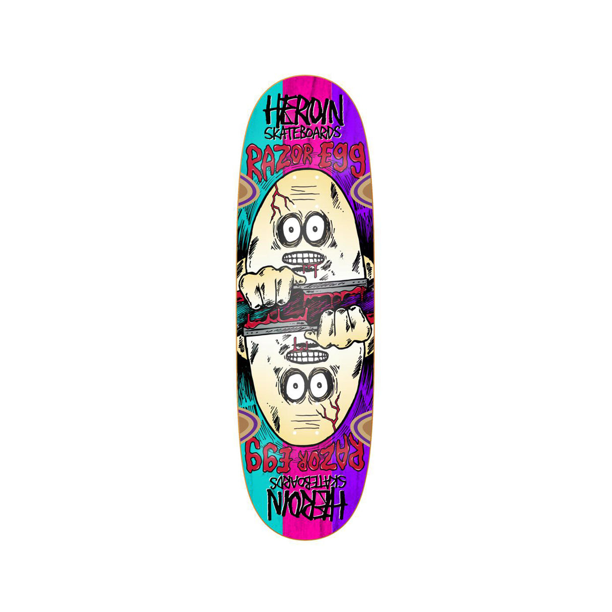 Heroin Skateboards Razoregg SYM Spliced 9.5 x 32 Deck w/ Pepper Grip